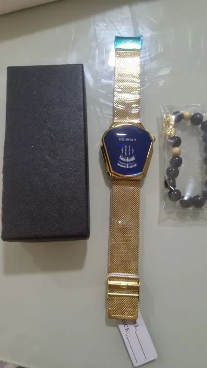 Relógio masculino Hoursly dourado com pulseira de brinde  - Foto 3