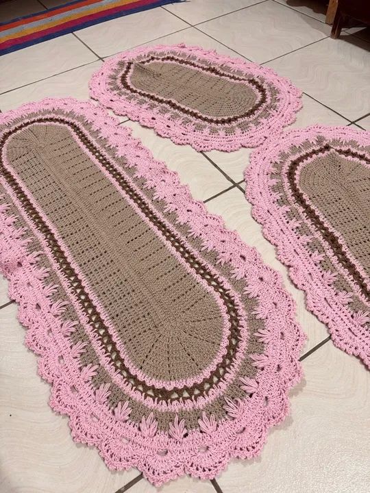 Tapete Crochê Oval para Banheiro