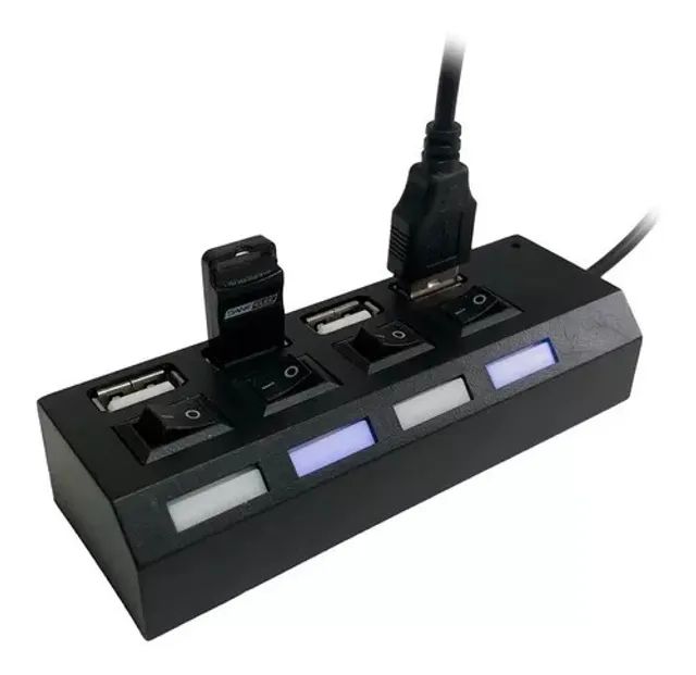 Hub Usb 4 Portas Usb 2.0 Pendrive Mouse Teclado Pc - Foto 4