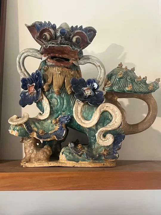 50cm Cães de Fó Séc. XIX chineses porcelana policromada - Foto 3