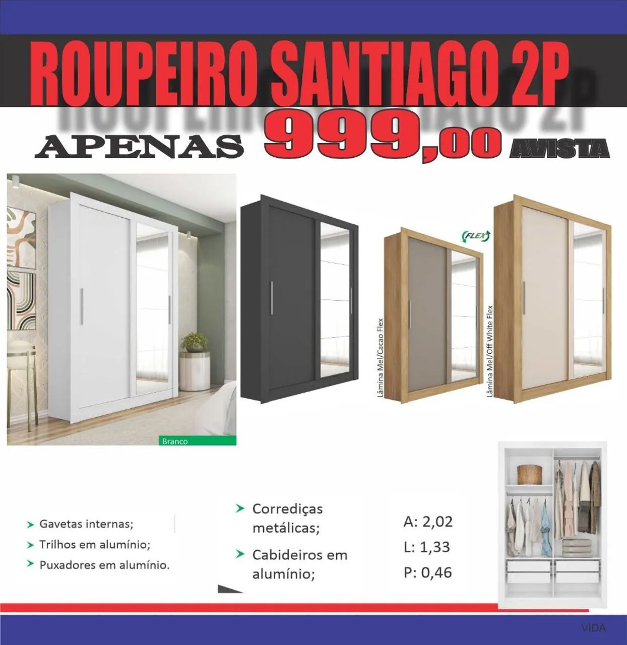 Roupeiro Santiago 2 Portas - 999,00 à vista