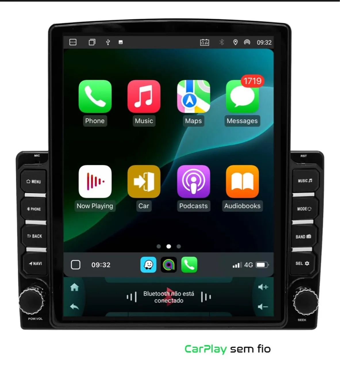 Central Multimídia Universal Tesla Android Carplay Sem Fio Tela 9 Polegadas