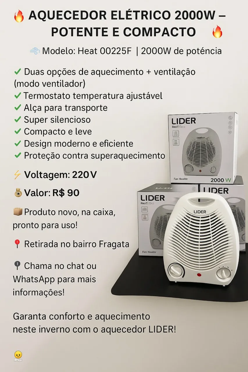 Aquecedor elétrico 2000w