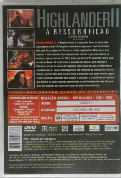 DVD HIGHLANDER II - A Ressurreição (Versão estendida) - Foto 3