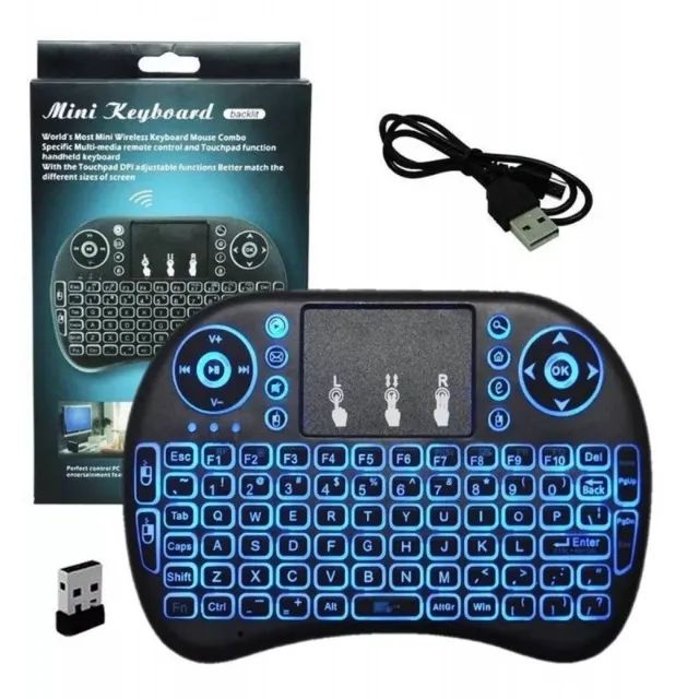 Mini Teclado Led Controle Sem Fio Iluminado Para Smart Tv/Tv Box/Pc