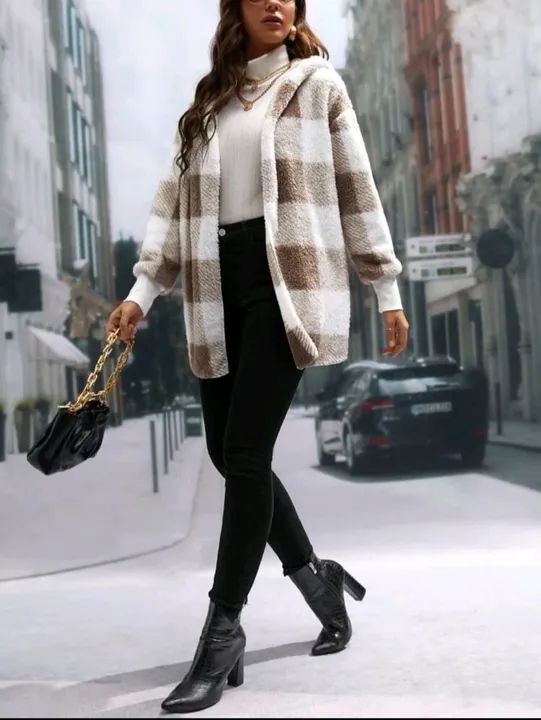Casaco de Pelúcia Xadrez Feminino - Foto 3