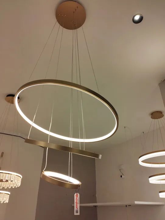 Lustre Moderno de Aço Inoxidável com 3 Anéis 70w  - Foto 3
