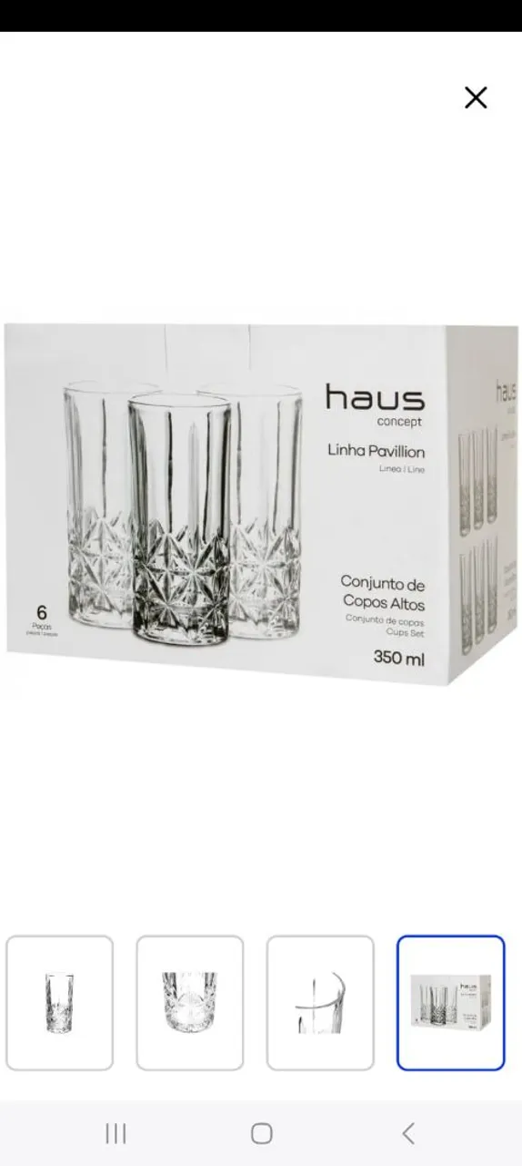 Conjunto de Copos Altos Haus Pavillion 350ml - 6 Peças