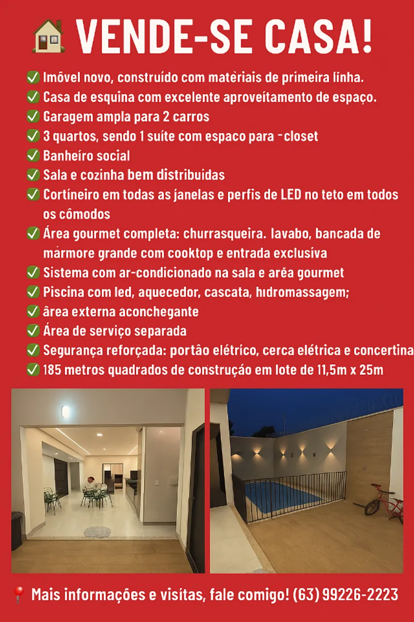 Vende-se Casa de Esquina com Piscina