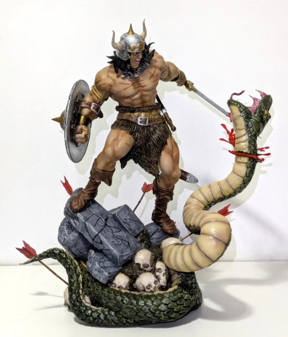 Conan vs Serpente estátua impressão 3D escala 1/7 tipo iron studios e sideshow - Foto 4
