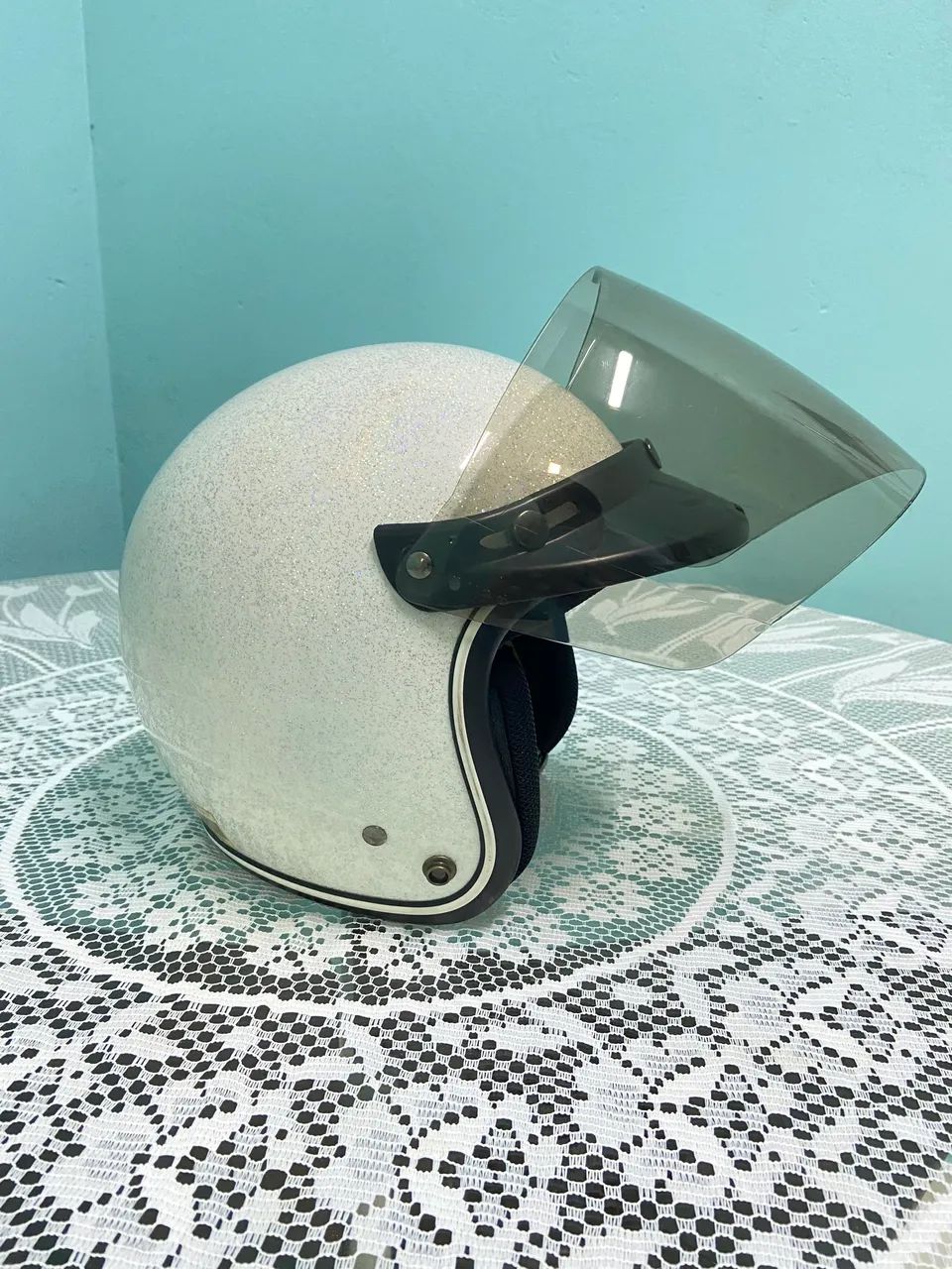 Capacete branco glitter - Foto 2