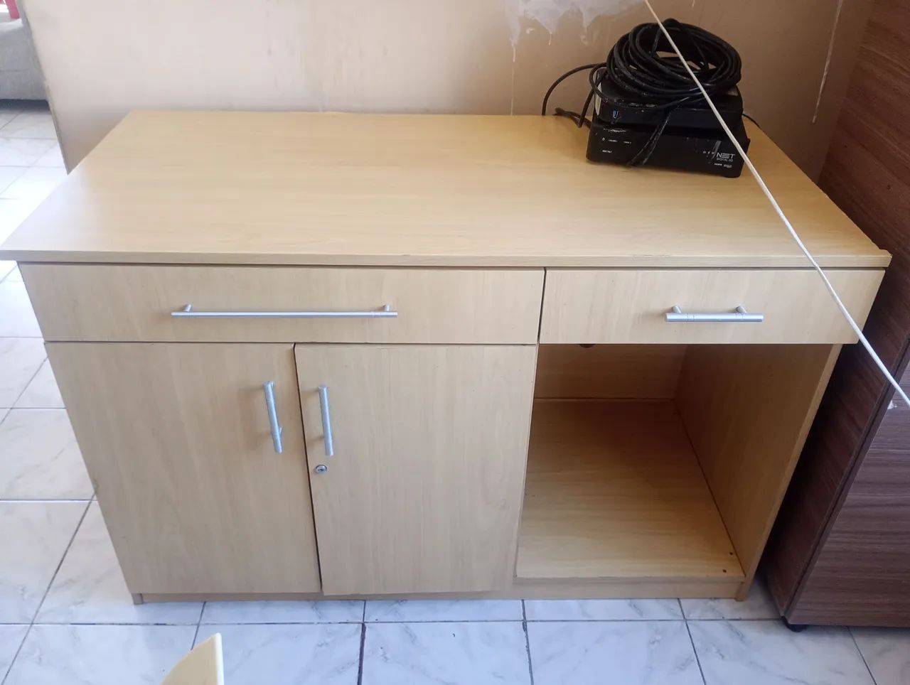 Balcão armário MDF amadeirado 125cm