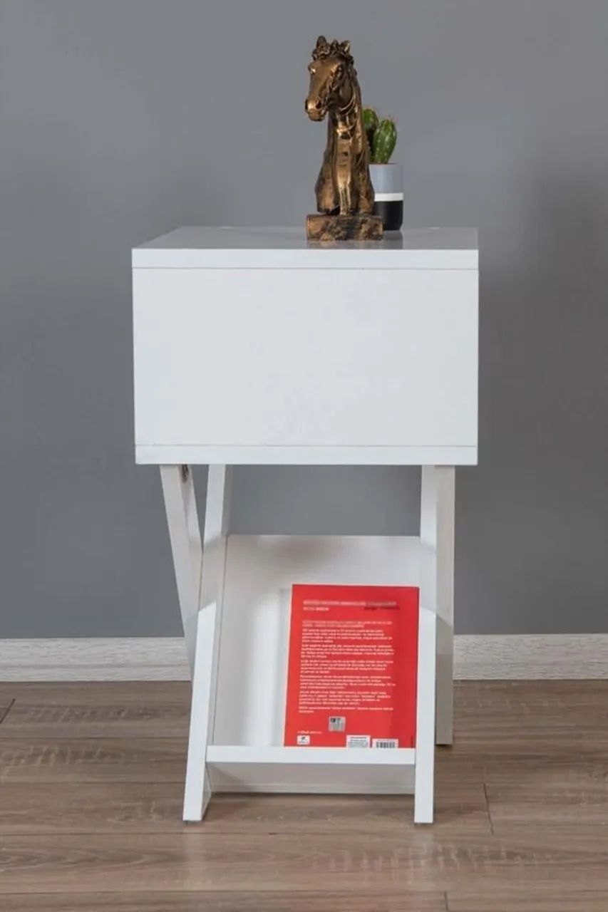 Mesa Cabeceira X Qurato Sala MDF Branco - Foto 2