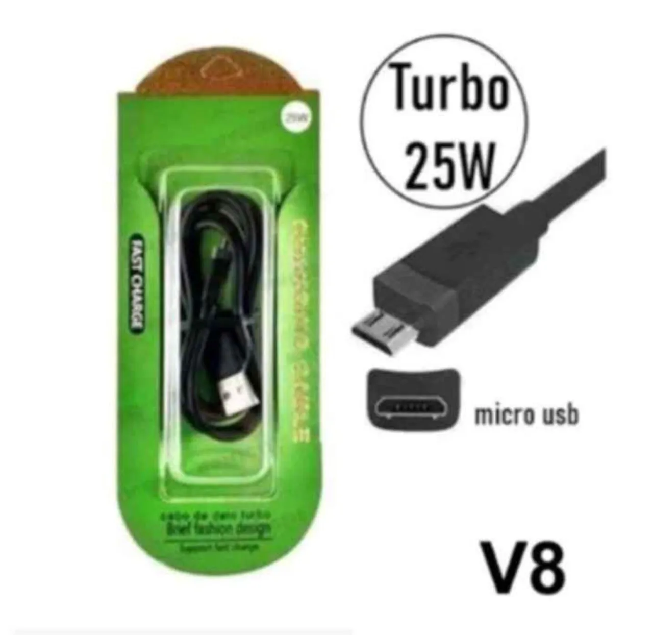 Cabo V8 de carregamento rápido