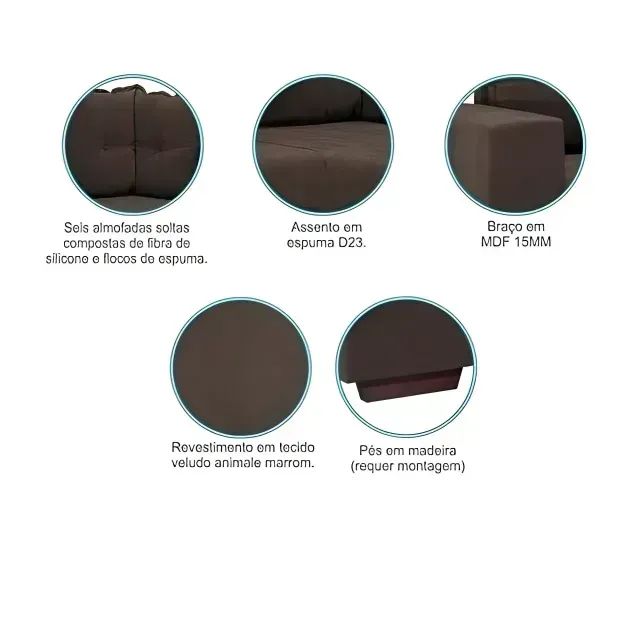Sofá de canto marrom  - Foto 2