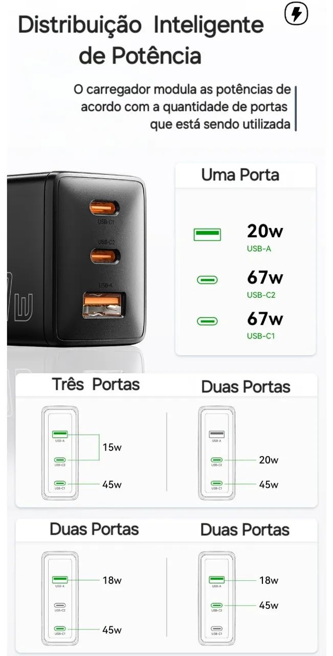 Carregador 67w com Cabo Usb-C Essager Ideal Para Steam Deck - Foto 3