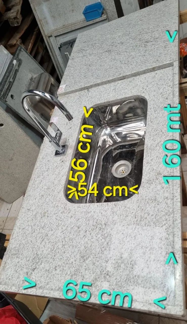 Pia de cozinha em aço inox 65cm x 54cm