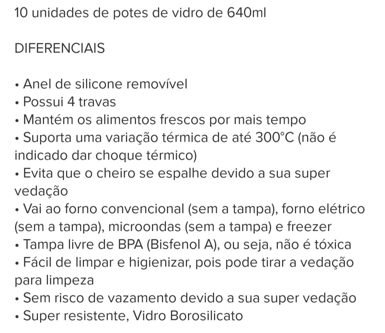 Conjunto 10 potes herméticos de vidro 640ml - Foto 3