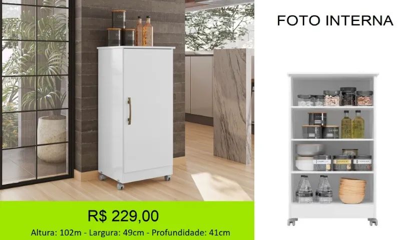 Multi uso com rodinhas e porta articulada - Foto 2