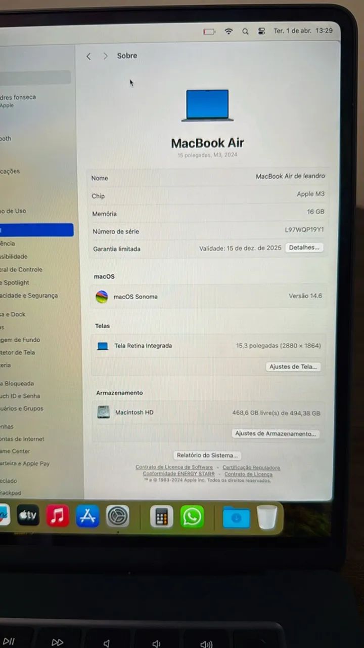 MacBook Air m3 15 polegadas 16gb RAM 512gb MEMÓRIA  - Foto 5