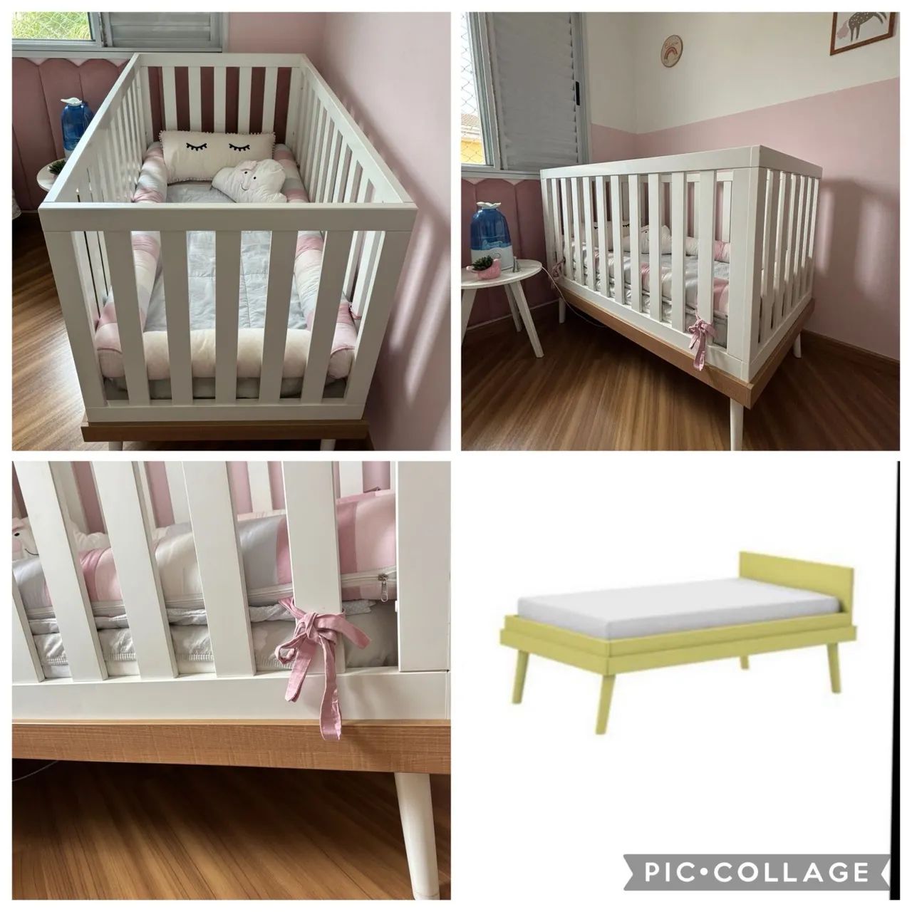 Berço 2 em 1 Somniare em laca branca e peroba - Usado 