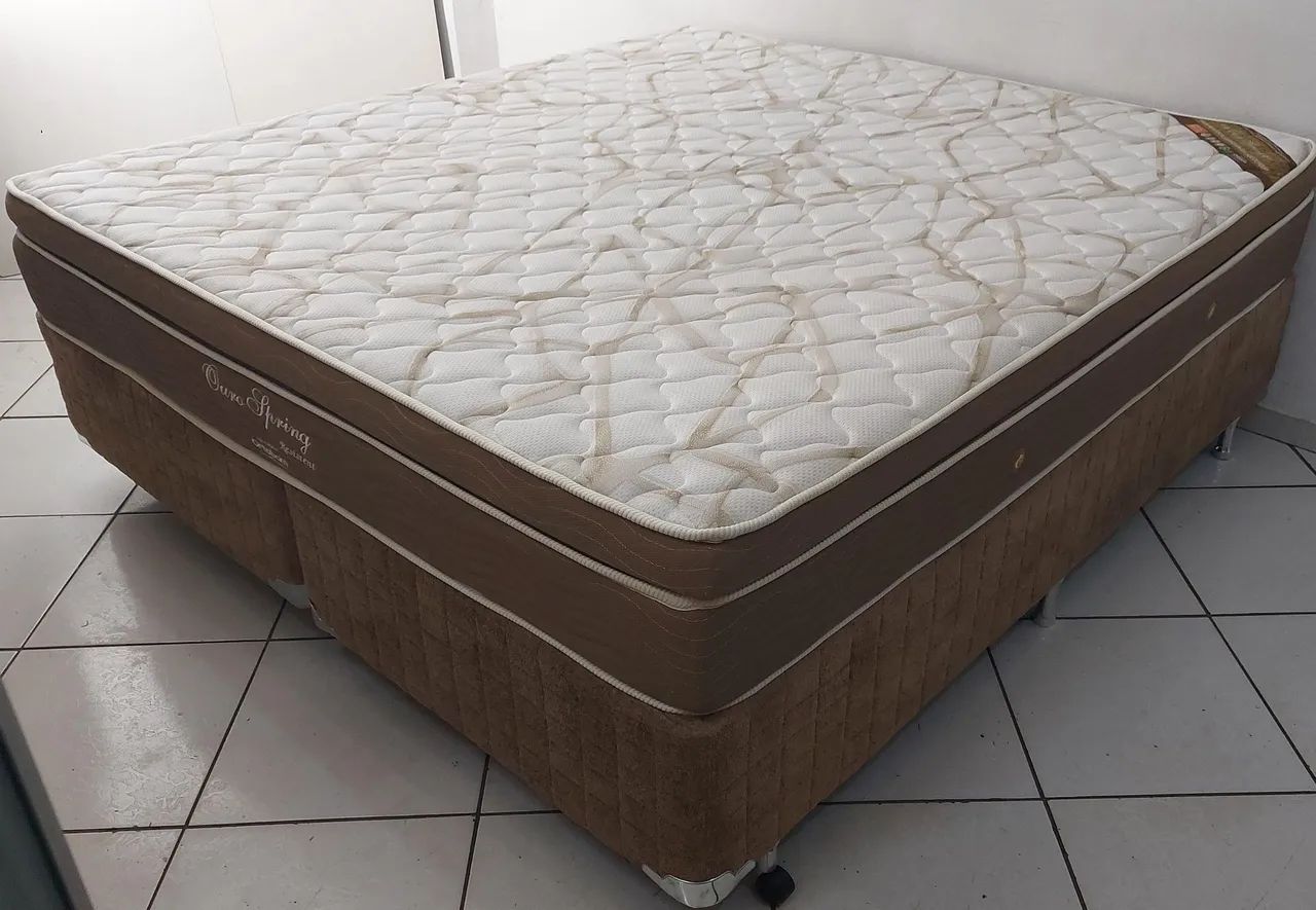 Cama King Size, Ouro Spring - ENTREGA GRÁTIS 