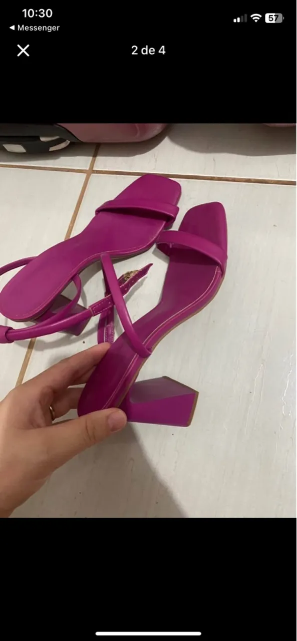 Sandália Salto Bloco Rosa