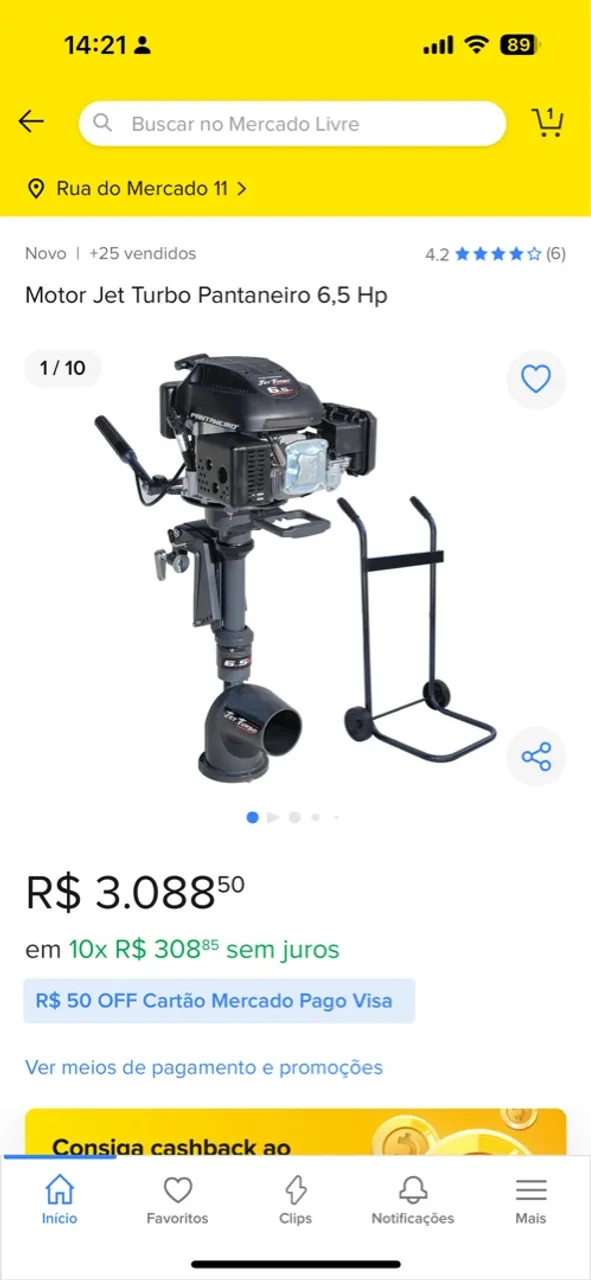 Motor 6.5hp jet turbo novo
