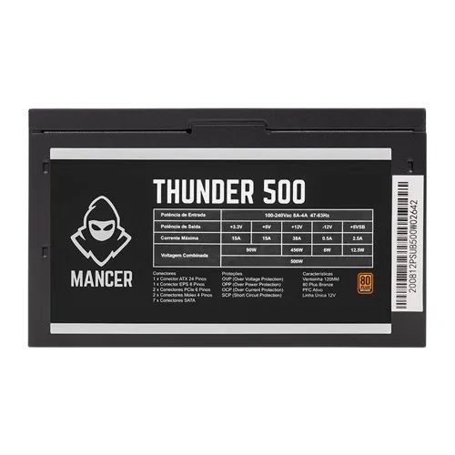 Fonte 500W Thunder - 80 Plus Bronze PFC Ativo - Foto 6