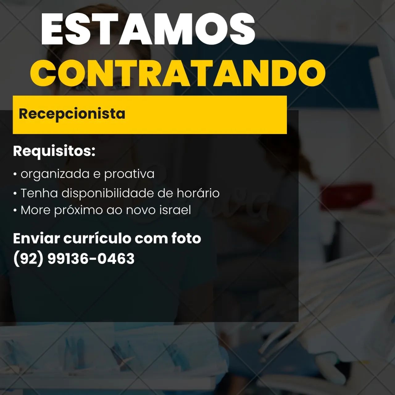 Vagas para recepcionista 
