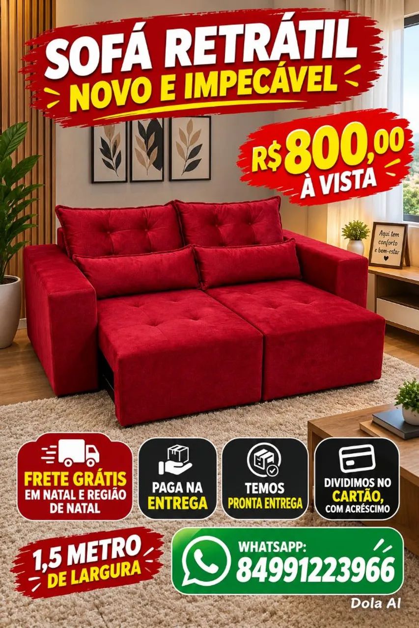 Vendas de lindos sofás retráteis, com entrega inteiramente grátis.