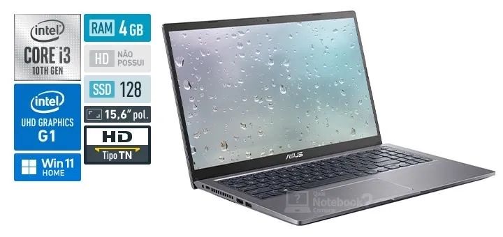 Notebook ASUS VivoBook*  * Processador: Intel Core i3 10ª Geração8gb de RAM, 256 de ssd. 