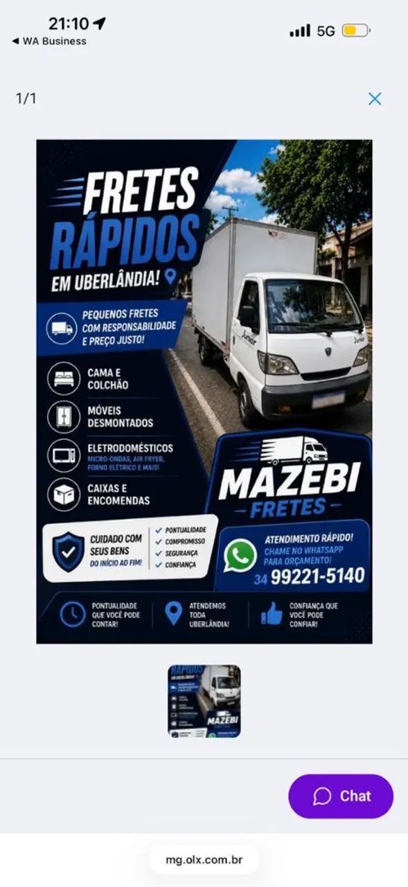Fretes pequenos fretes 