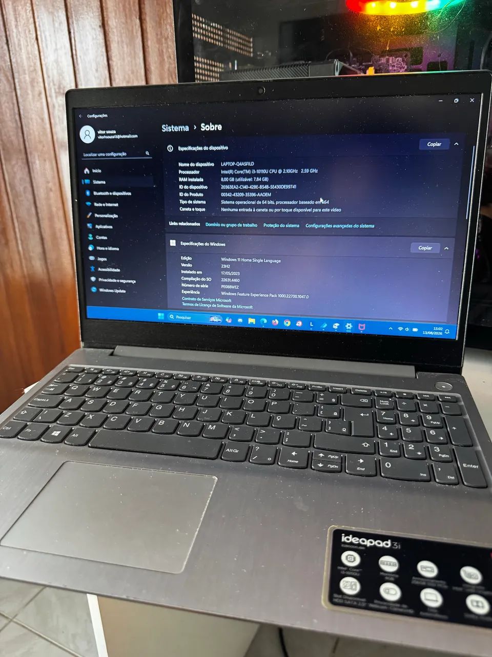 Notebook Lenovo ideapad I3  8gb de ram  - Foto 4