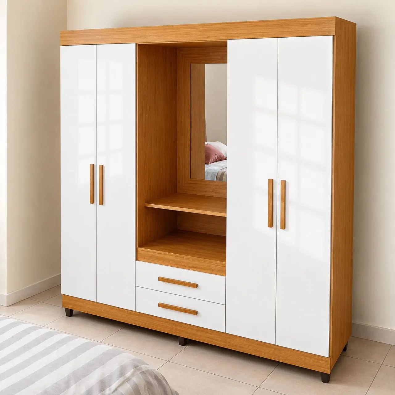 Guarda roupa Capela com espelho - Nature off white 