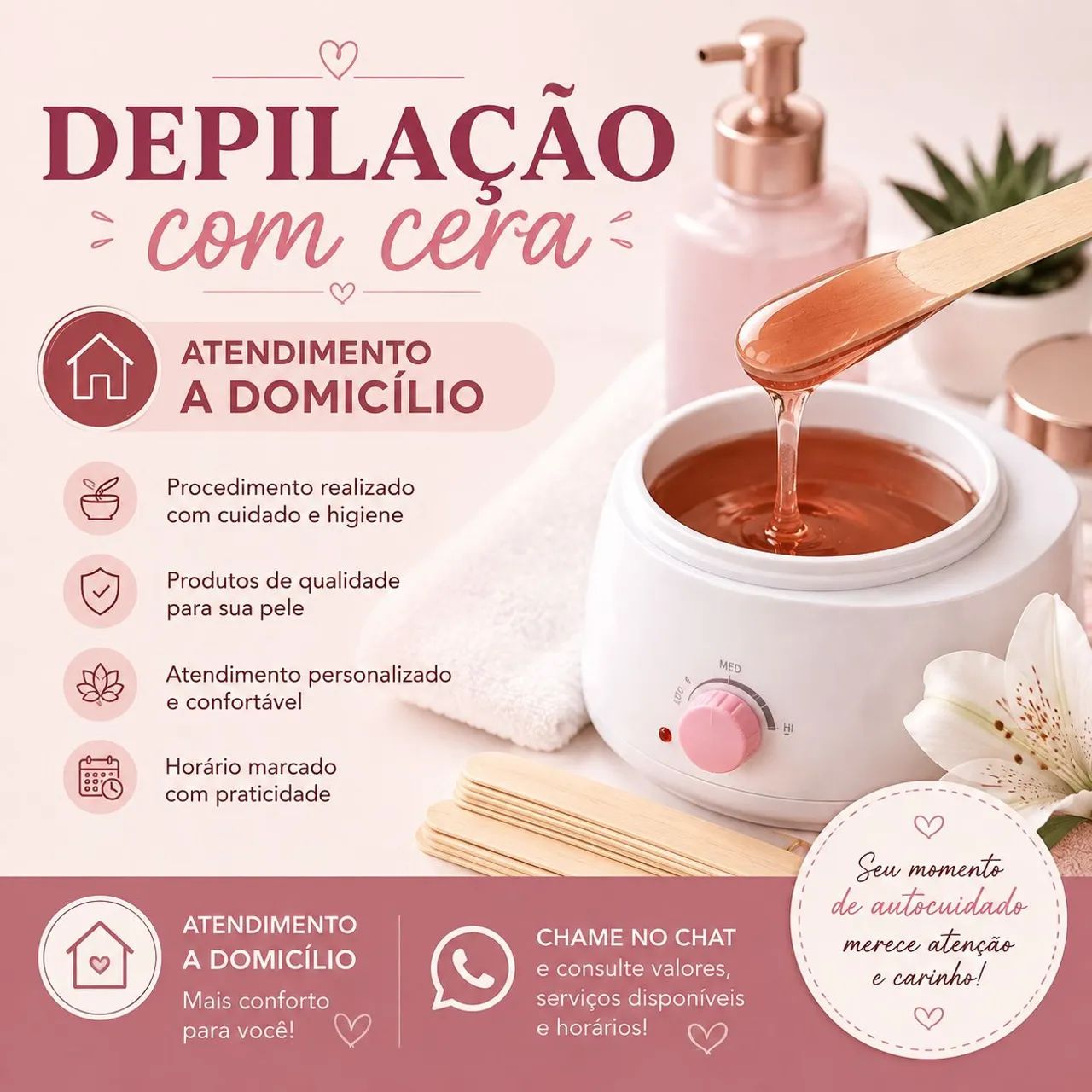 Depilação com Cera | Atendimento a domicílio 