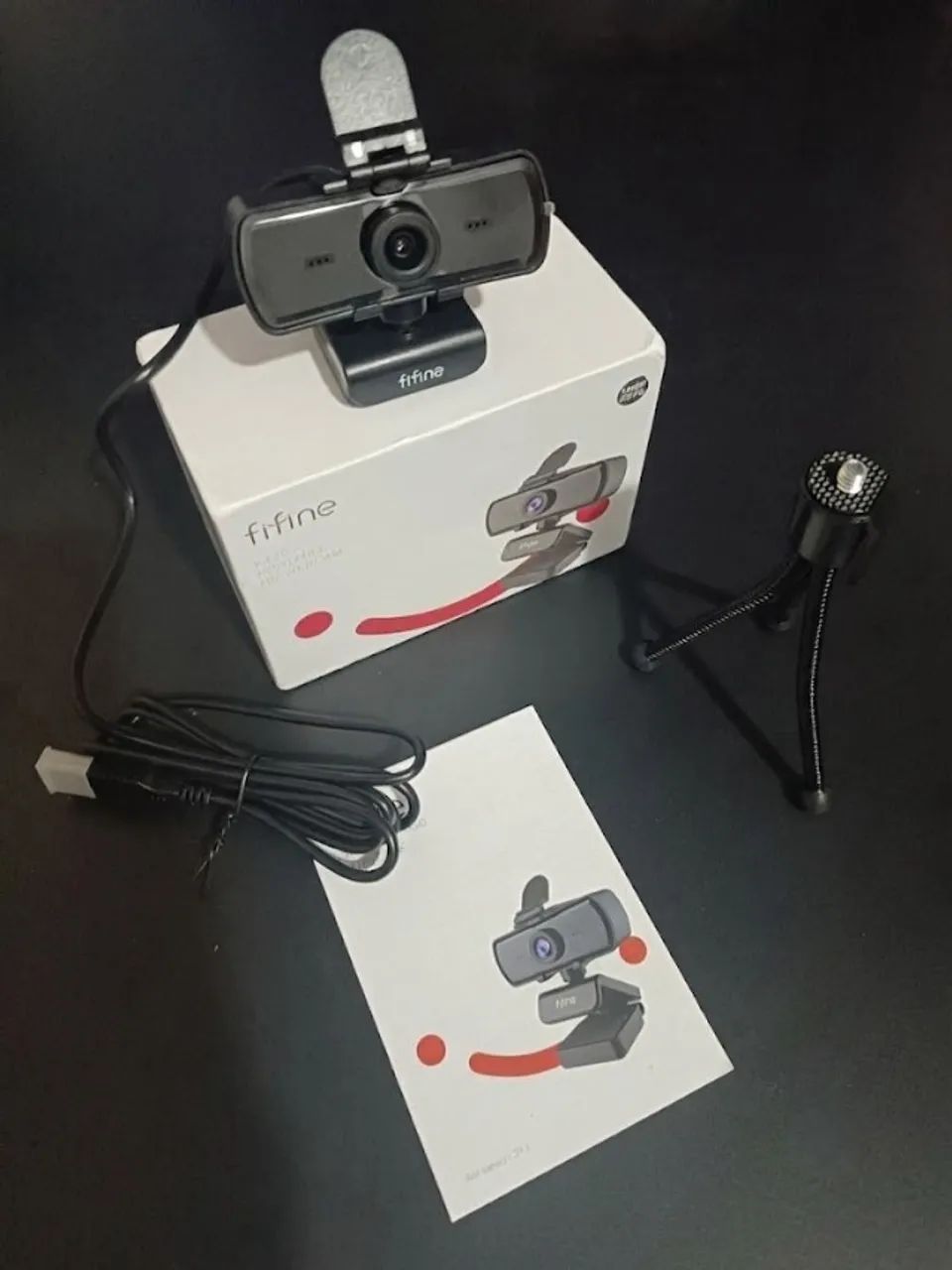 Webcam 2K Fifine K420 1440p com Microfone, Tripé e Tampa de Privacidade