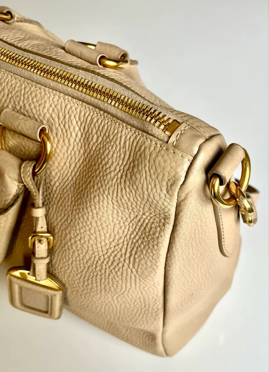 Bolsa Prada Original Couro Vitello Daino cor Sabbia - Foto 2