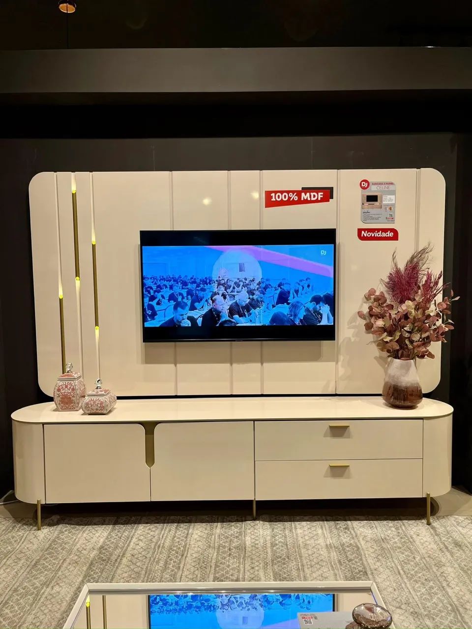Rack com painel Celine DJ Móveis, ideal para TVs até 75 Polegadas - Entrega Imediata; - Foto 2