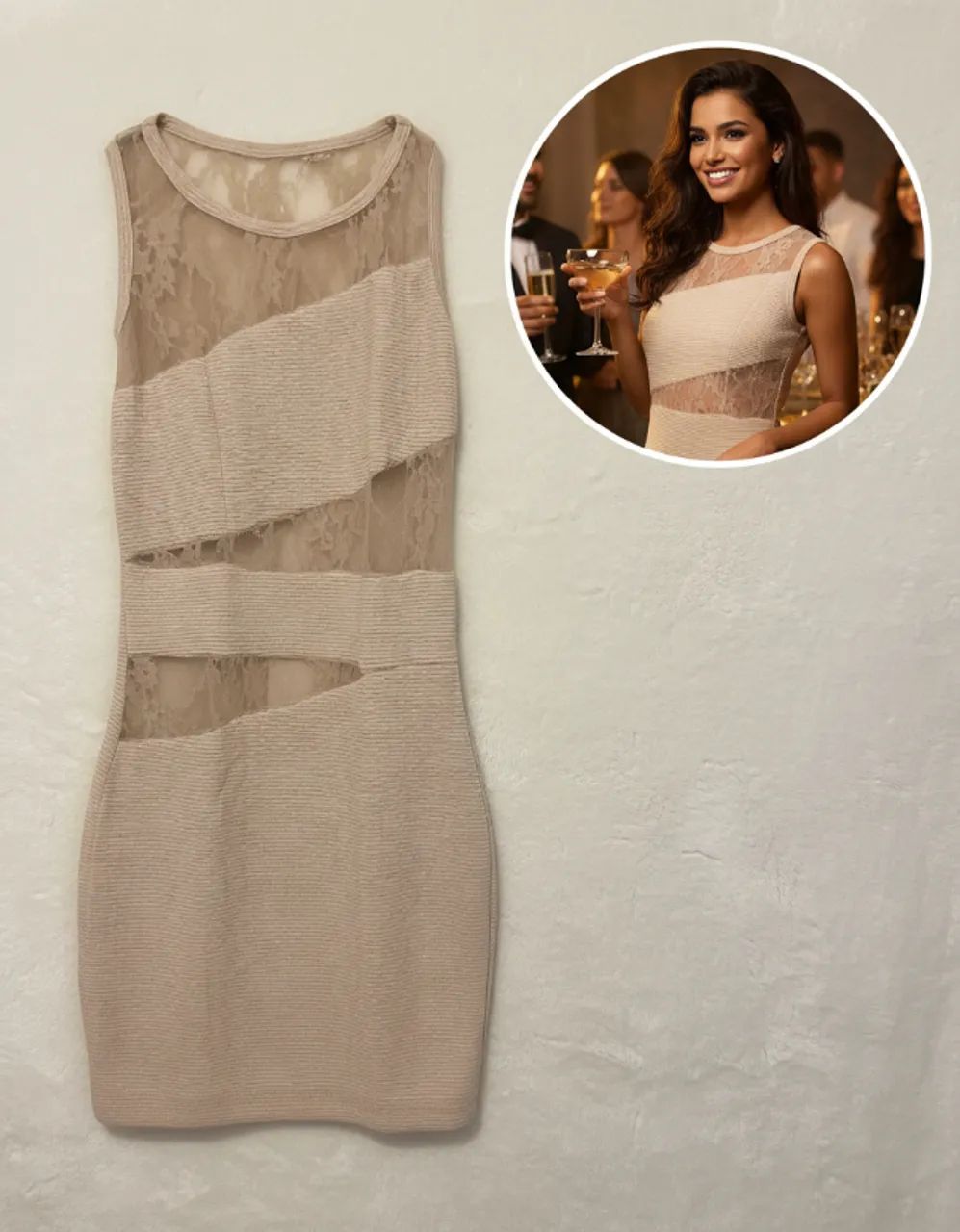 Vestido Nude de Renda - Foto 4