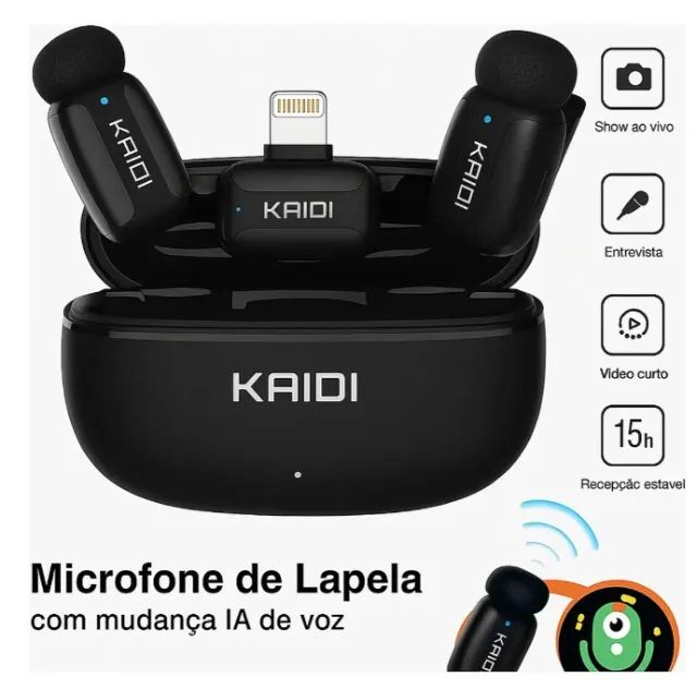 Microfone Lapela Bluetooth Kaidi 5.2 Condensador Omnidirecional iPhone iPad - Foto 4