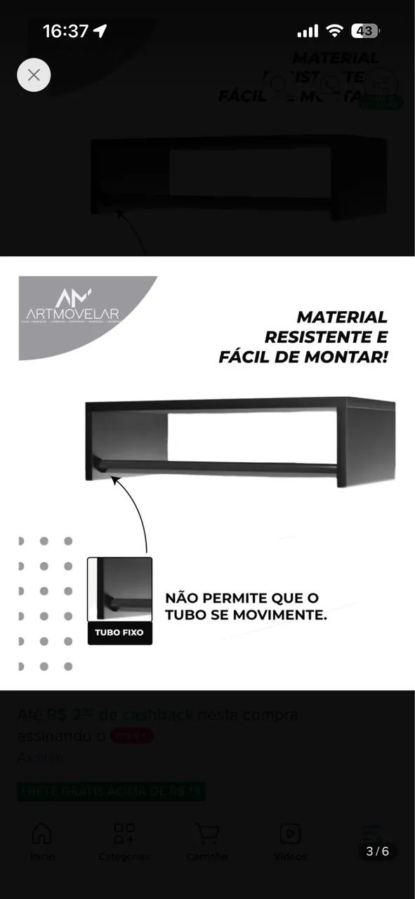 Cabideiro 1 metro 100%MDF - Foto 2