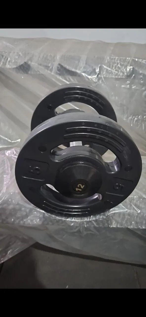 Kit Dumbbell injetado Premium pegada em aço cromado, recartilhada 12Kg a 30Kg - Foto 5