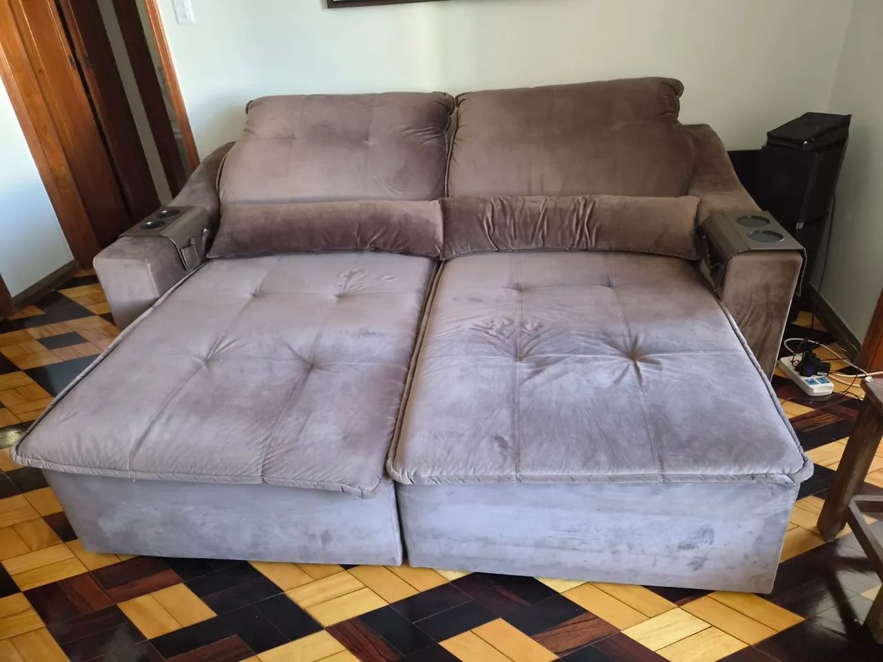 Sofá retrátil e reclináveis de 2 lugares/módulos largos suede - Foto 3