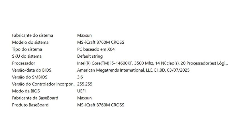 Kit placa placa Mãe Maxsun iCraft B760M Cross+ Processador Intel Core i5-14600KF