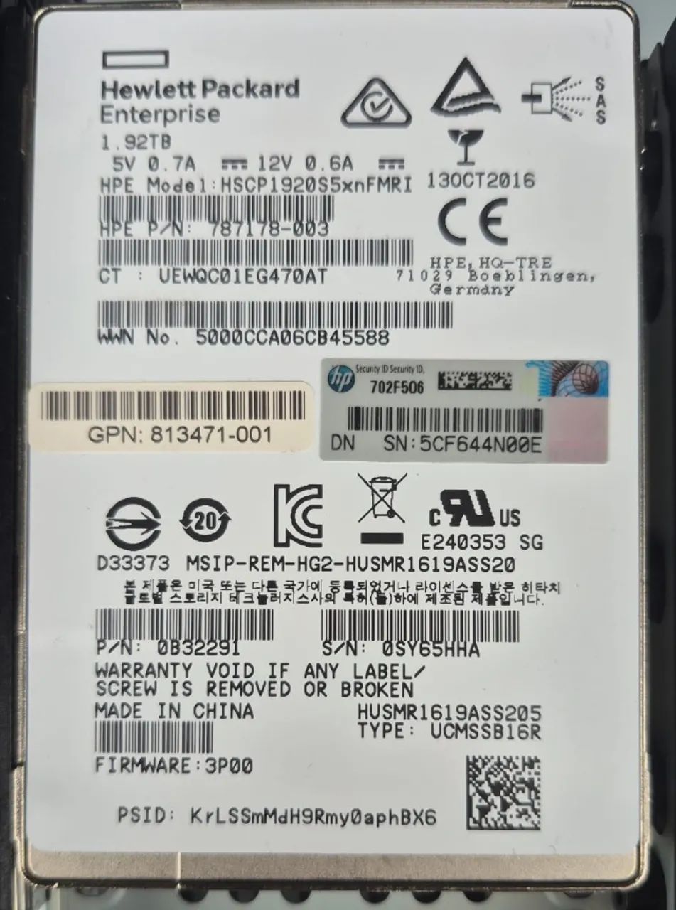 SSD Hp 1.92tb sas pn 787178-003