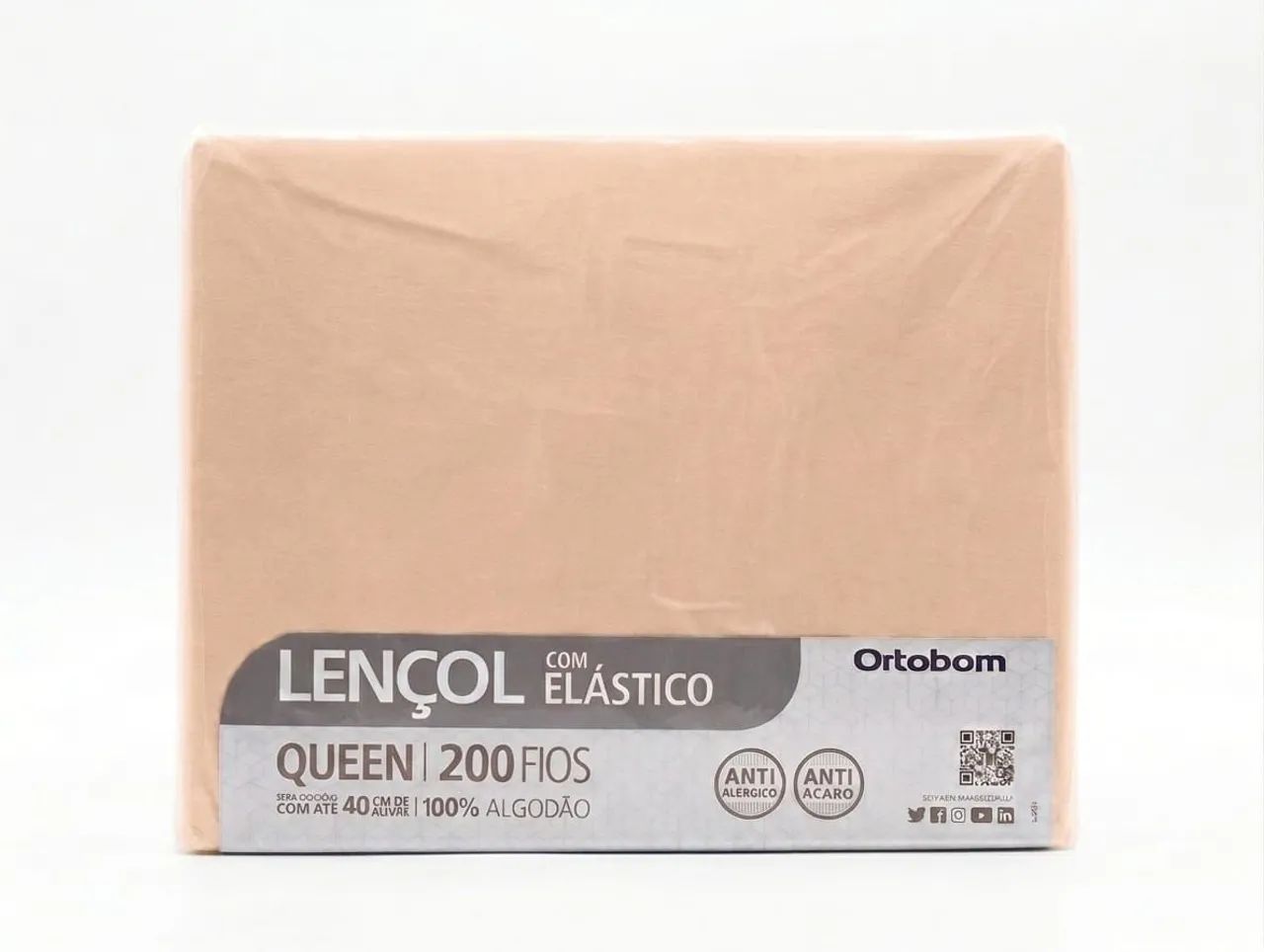 Lençol com elástico Queen bege - Foto 3