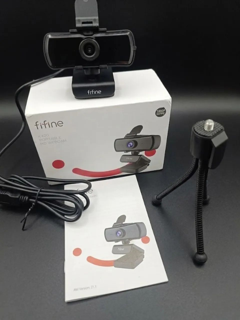 Webcam 2K Fifine K420 1440p com Microfone, Tripé e Tampa de Privacidade - Foto 3