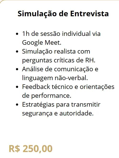 Simulação de Entrevista com Recrutadora ? R$250