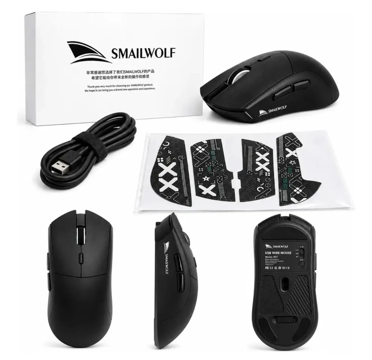 Mouse RS7 Sensor PAW3311 Tri-Mode (2.4G/BT/Cabo) SMAILWOLF Preto - Foto 2